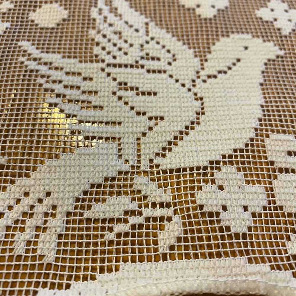 White Polyester Lace Rectangular Tablecloth - Picture 6 of 7